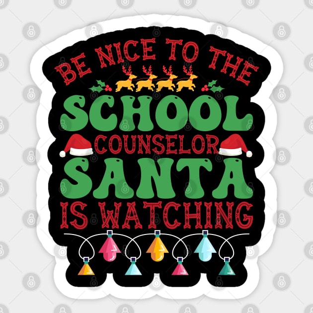 Be Nice To The Counselor Santa is Watching Sticker by MZeeDesigns